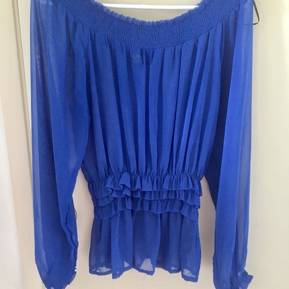 🌸2 for 1🌸LIKE NEW! Royal Blue sheer top - Picture 2 of 3